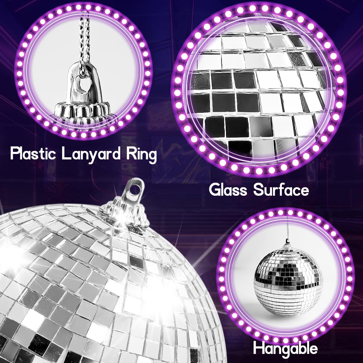 Kepfire 17pcs Hanging Silver Disco Ball,Mirror Balls for Party Decor