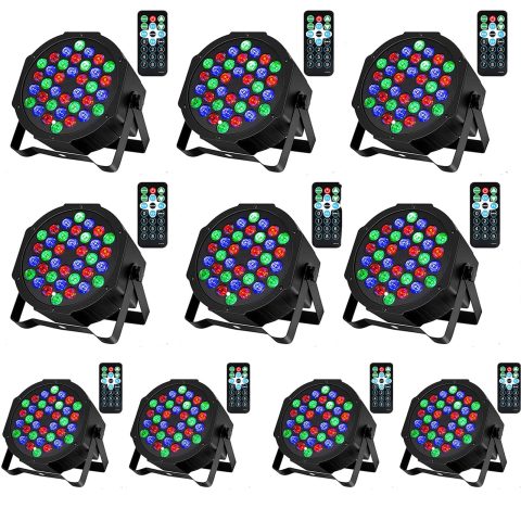 Litake DJ Par Lights, RGB 36 LED Stage Lights Sound Activated,Remote & DMX Controlled LED Uplights,7 Modes Uplighting for Dance Party Church Wedding Birthday Holiday Music Show-10 Pack