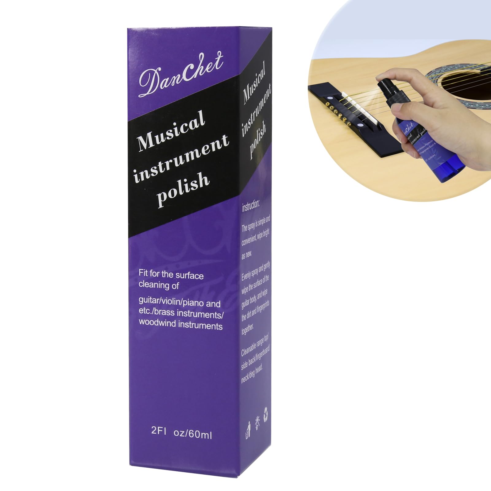 Guitar Cleaner-Polish 60ml-Body and Fretboard Maintenance Cleaner, Polish-Musical Instruments polish-Instrument Accessories