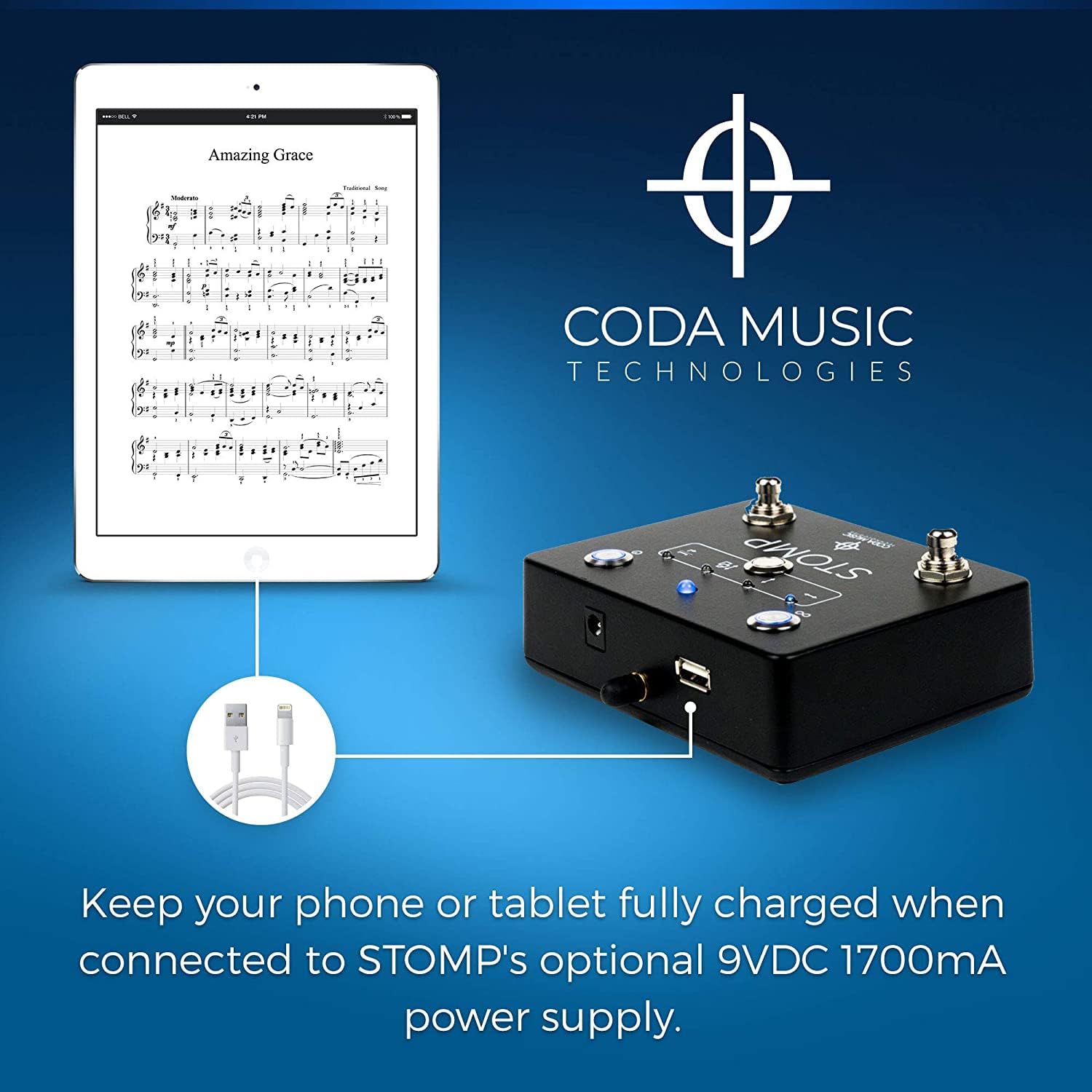 Stomp Bluetooth Page Turner for iPad & Tablets, Hands-Free Foot Pedal