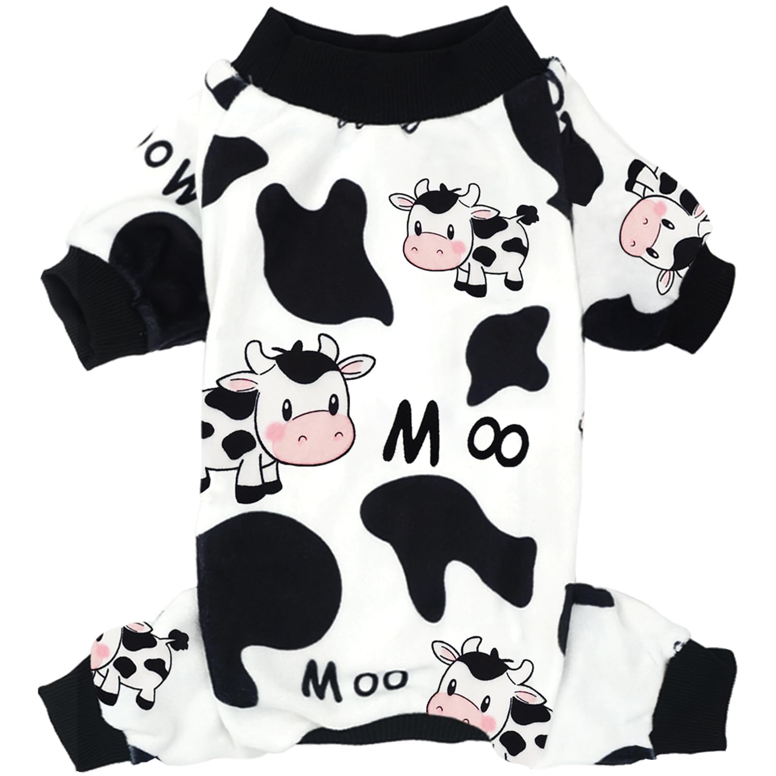 XPUDAC Dog Pajamas Soft Stretchy Cow Dog Clothes for Small Medium Dogs Pet Jumpsuit Cat Apparel-M