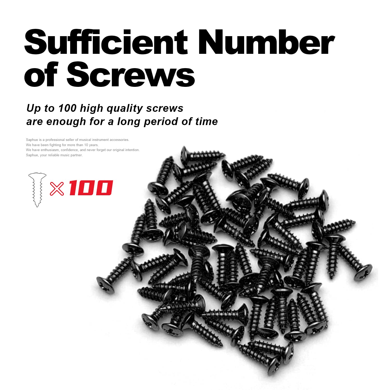 MAXCHEER 100Pack Guitar & Bass Pickguard Screws for Strat & Tele (Black 100 Pack)