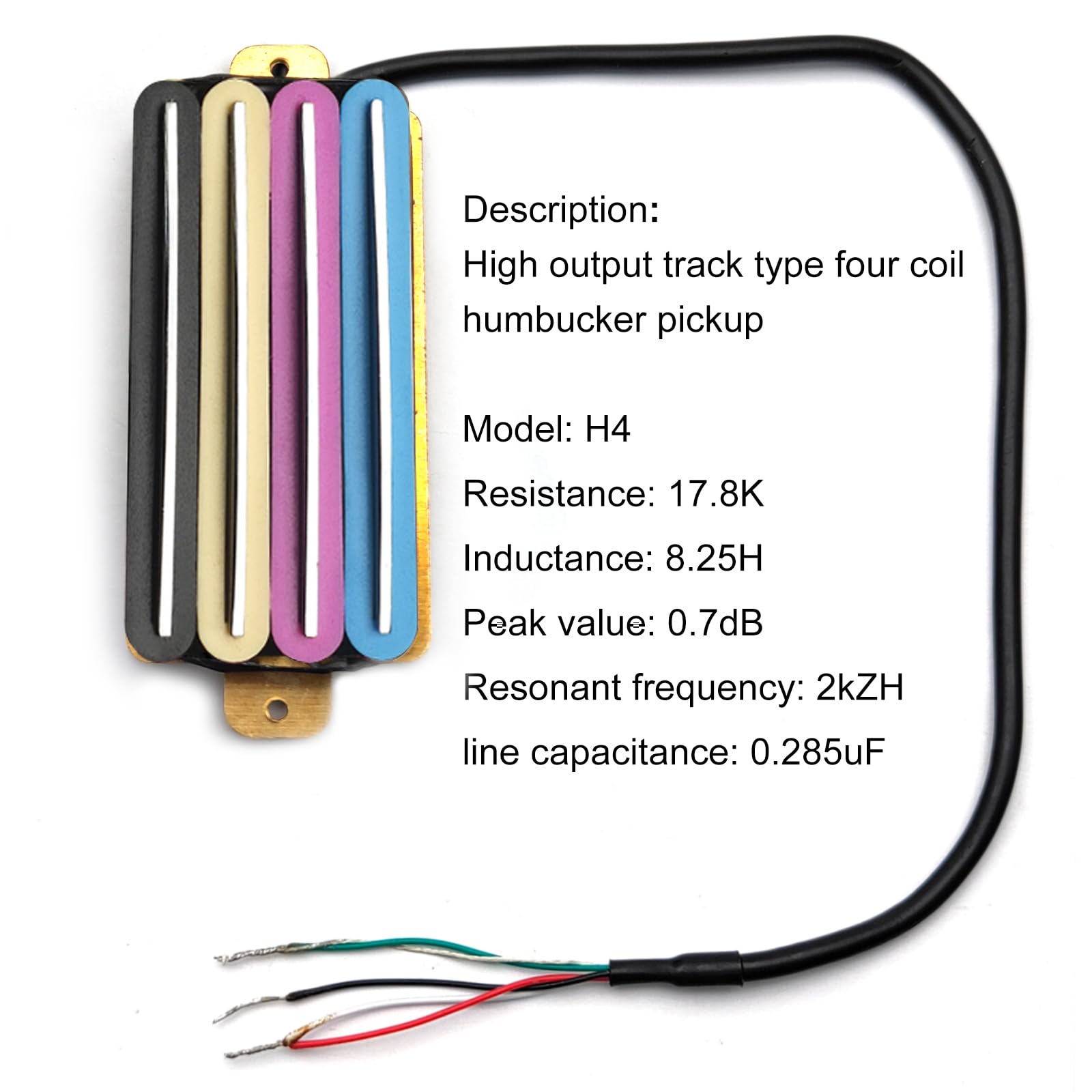 SAPHUE 2-Dual Blade Electric Guitar High Output Track Type Four Coil Humbucker Pickup Rainbow