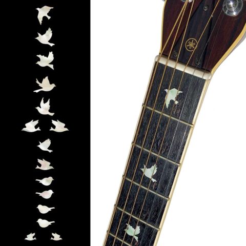 Inlay Sticker Fret Markers for Guitars & Bass – Doves – White Pearl