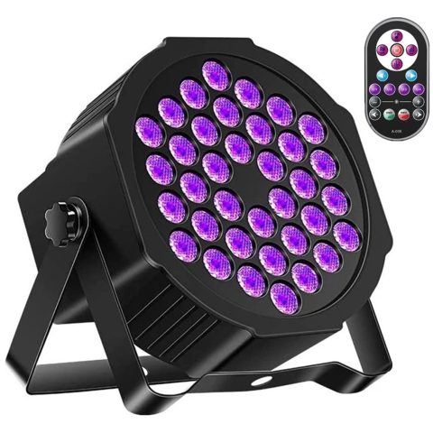 U`King Black Lights for Glow Party 72W UV 36LED Blacklight Glow in The Dark Black Light Strobe with Remote Control DMX Portable for Tapestry Church Parties Birthday Party DJ Bars Nightclubs