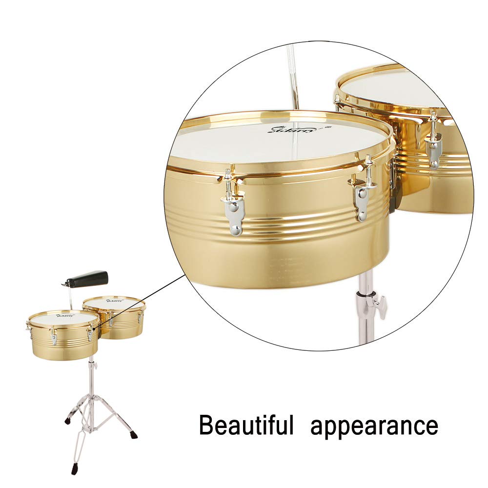 Ktaxon 13 Inch & 14 Inch Timbales Drum Set, Gold