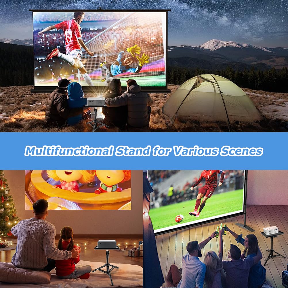 Portable Projector Tripod Stand, 21‑44 Inch Height‑Adjustable Floor Stand
