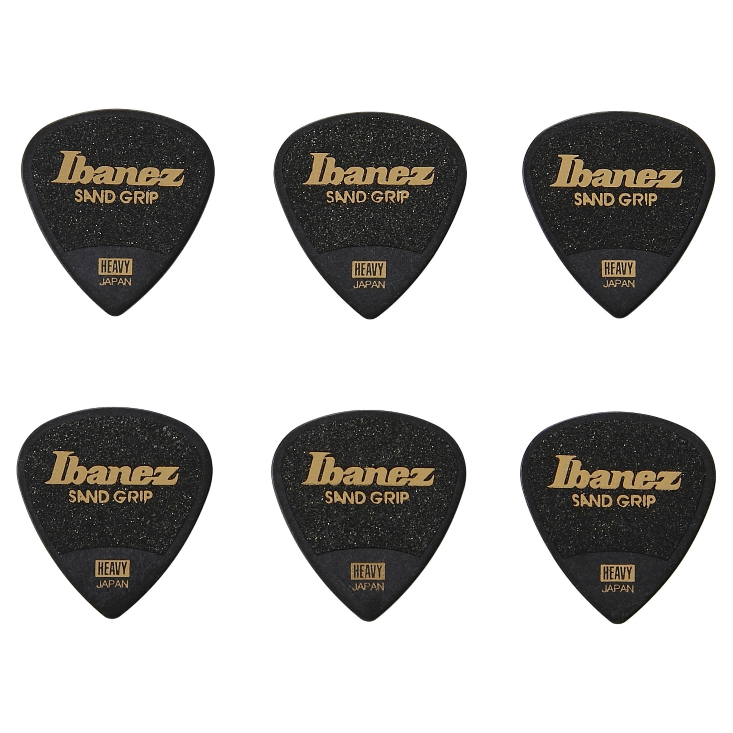 Ibanez PPA16HSGBK Grip Wizard Series, Sand Grip Picks 6 Pack 1.0mm, Black