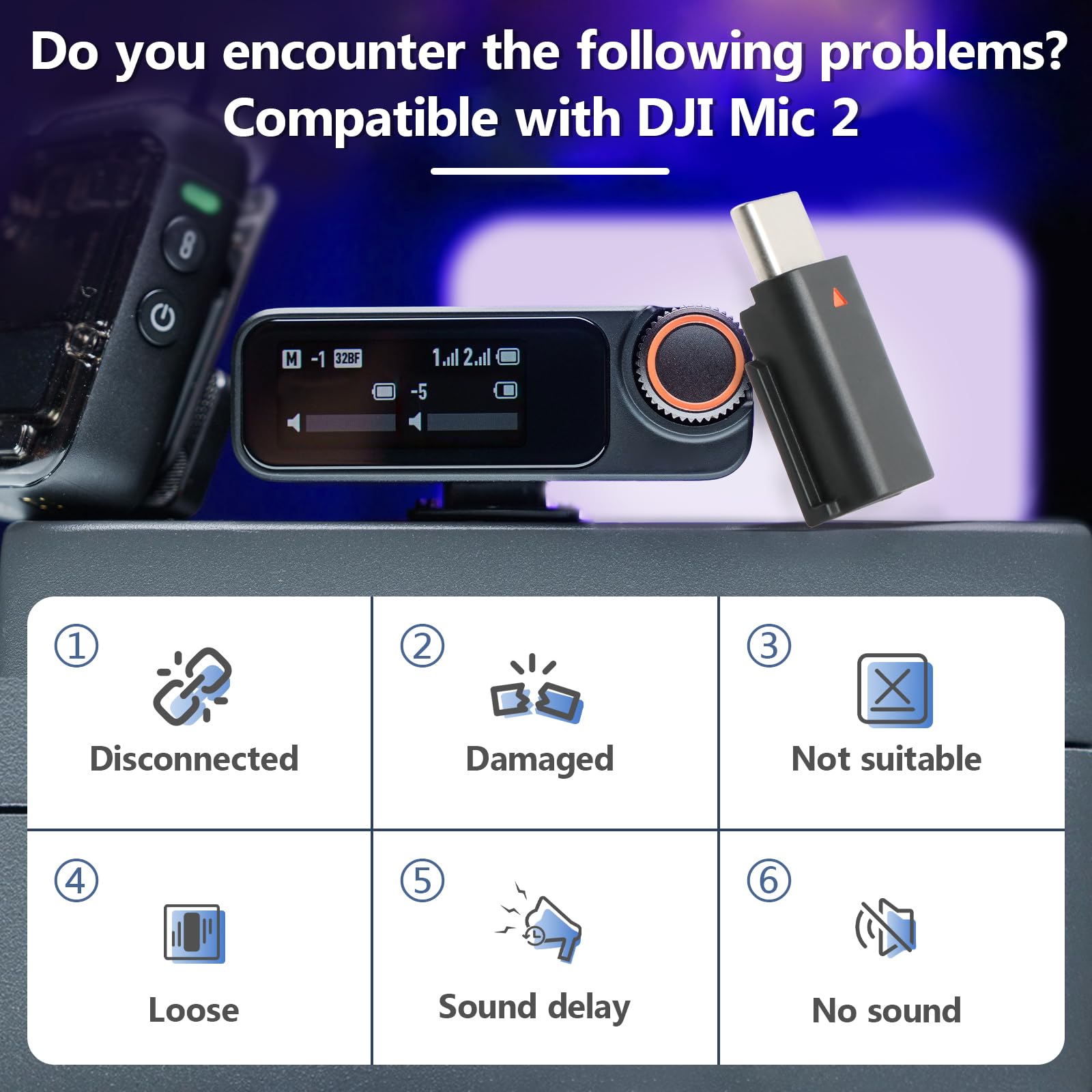 for DJI MIC 2 Adapter Type-C Phone Wireless Microphone Receiver for Mic 2 Type-C Adapter Phone Tablet USB Mic Accessories