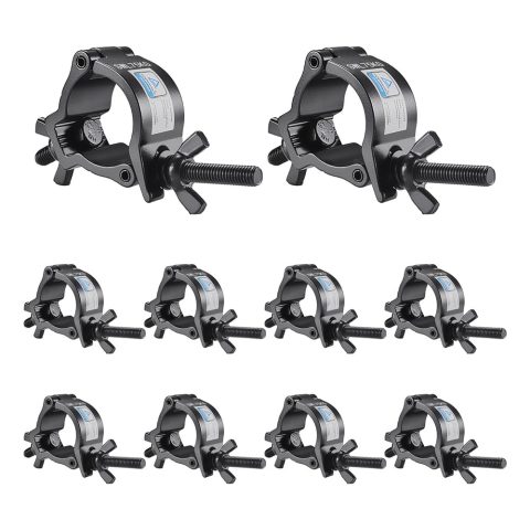 Truss Clamp Stage Light Clamp, 10PCS GZhuoNan Professional 35-40 mm Aluminium Black Small Size Light Clamps with TUV Certified, Heavy Duty 165LB Lighting Clamps, Fit for 1.4-1.6 Inch OD Tube/Pipe