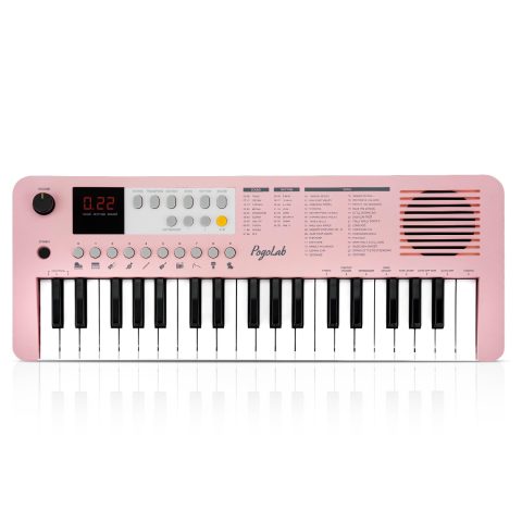 POGOLAB MK1 37 Keys Kids Keyboard Piano, Mini Portable Multi-Function Piano with Excellent Sound Quality, Built-In Speaker & LED Display, Small Electric Music Keyboard Gift for Beginners (Pink)