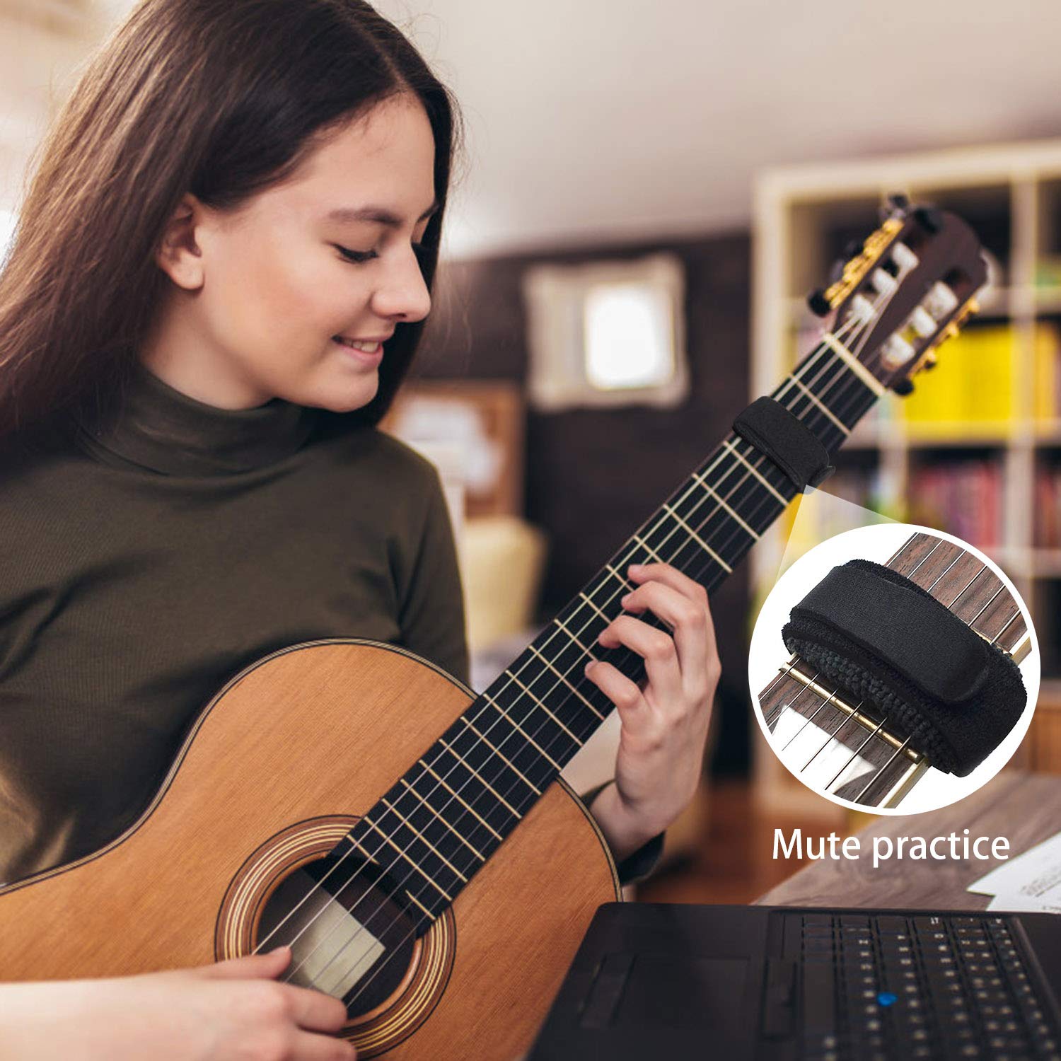 Facmogu 2PCS Guitar String Mute Dampener, Adjustable Bass Mute Silencer