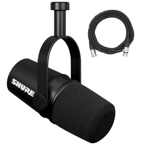 Shure MV7X XLR Podcast Microphone with XLR Cable – Dynamic Mic for Podcasting & Vocal Recording, Voice-Isolating Technology, All Metal Construction, Mic Stand Compatible, Optimized Frequency – Black