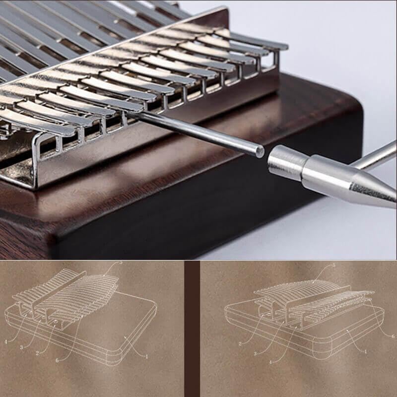 HLURU 34-Key Chromatic Kalimba Thumb Piano with Pickup, Walnut, Life Tree