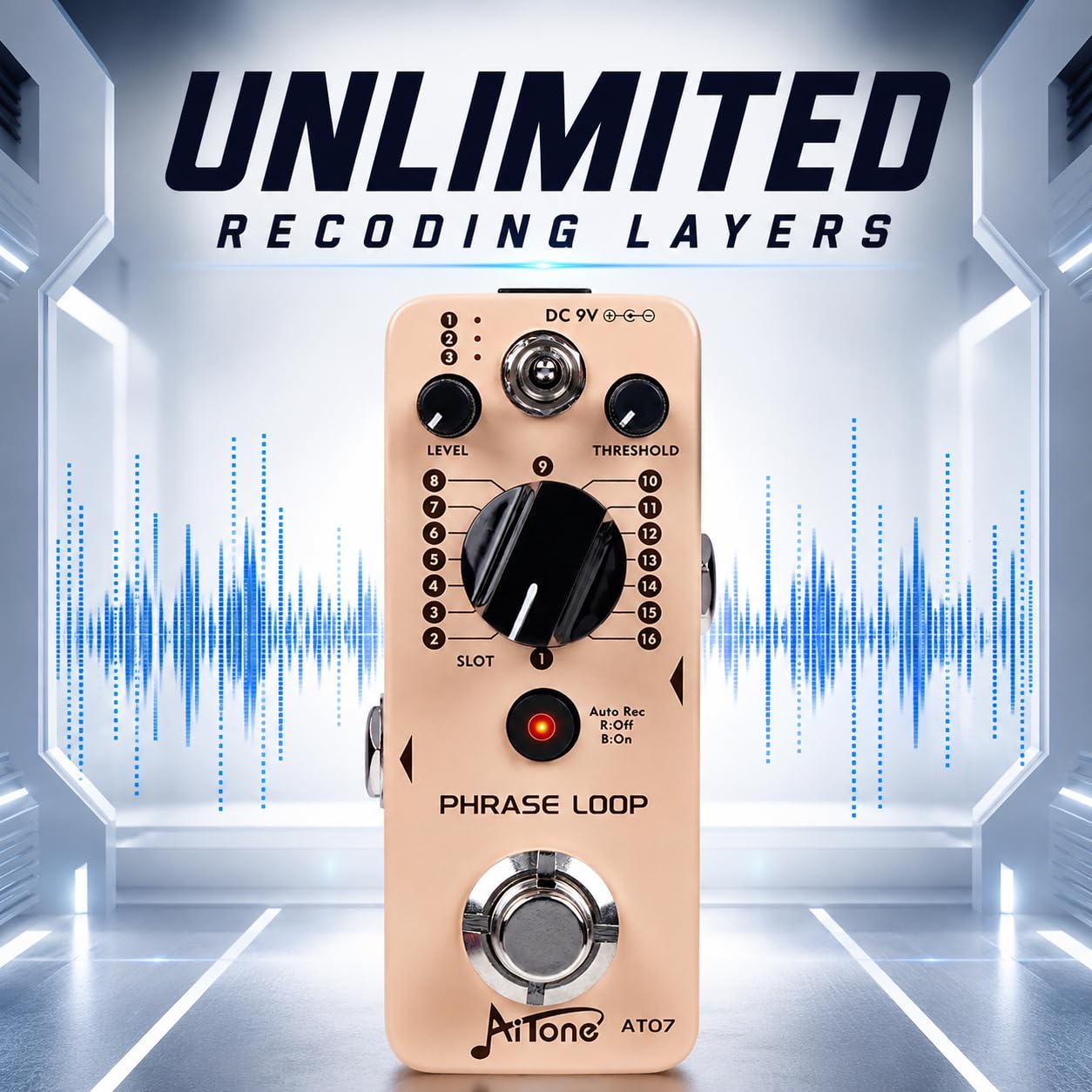 AITONE Guitar Looper Pedal, 48 Memory Slots, Auto Record, 24-Bit (AT-07)