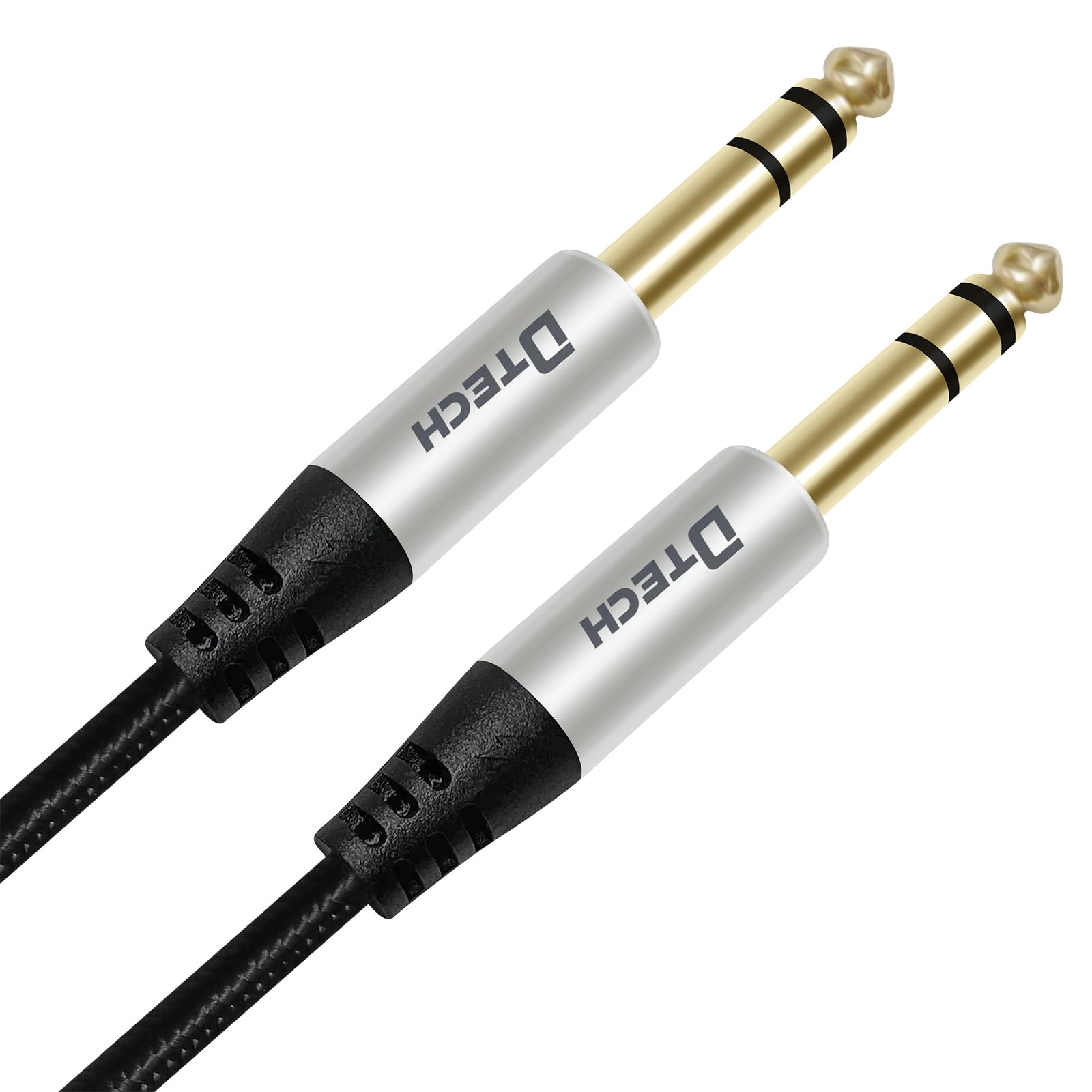 DTECH 3ft Electric Guitar Cable TRS 1/4 Instrument Cord Aux Balanced Stereo Jack Quarter Inch 6.35mm for DJ Speakers Amplifier Bass Studio Audio Monitor Mixer
