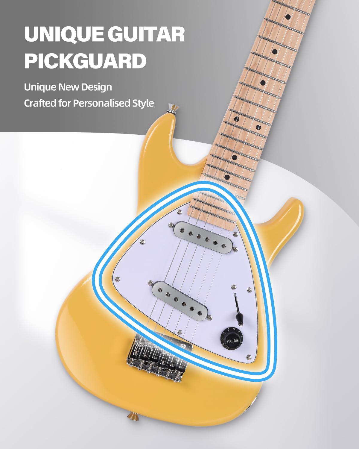 Winzz 30 Inch Kids Electric Guitar Beginner Kit, Junior 1/4 Size Mini Electric Guitar for Children Complete Stater Set with Amp, Gloosy Yellow Colour