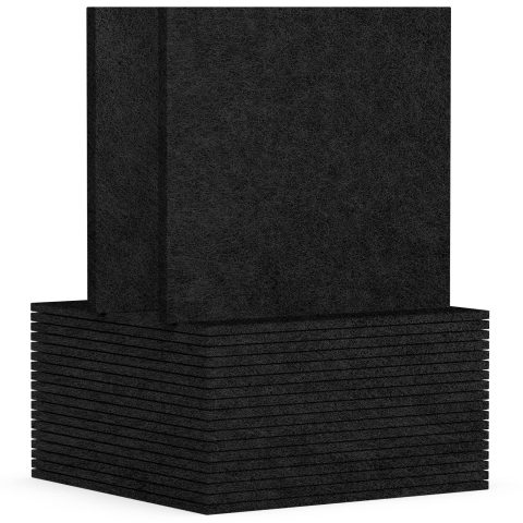 TroyStudio 20Pcs Acoustic Panels, 12 x 12 x 0.32 Inches Polyester Felt Wall Covering Tiles Sound Absorbing Panel, Decorative Padding Reverb Echo Dampening Boards for Door Music Recording Home Studio