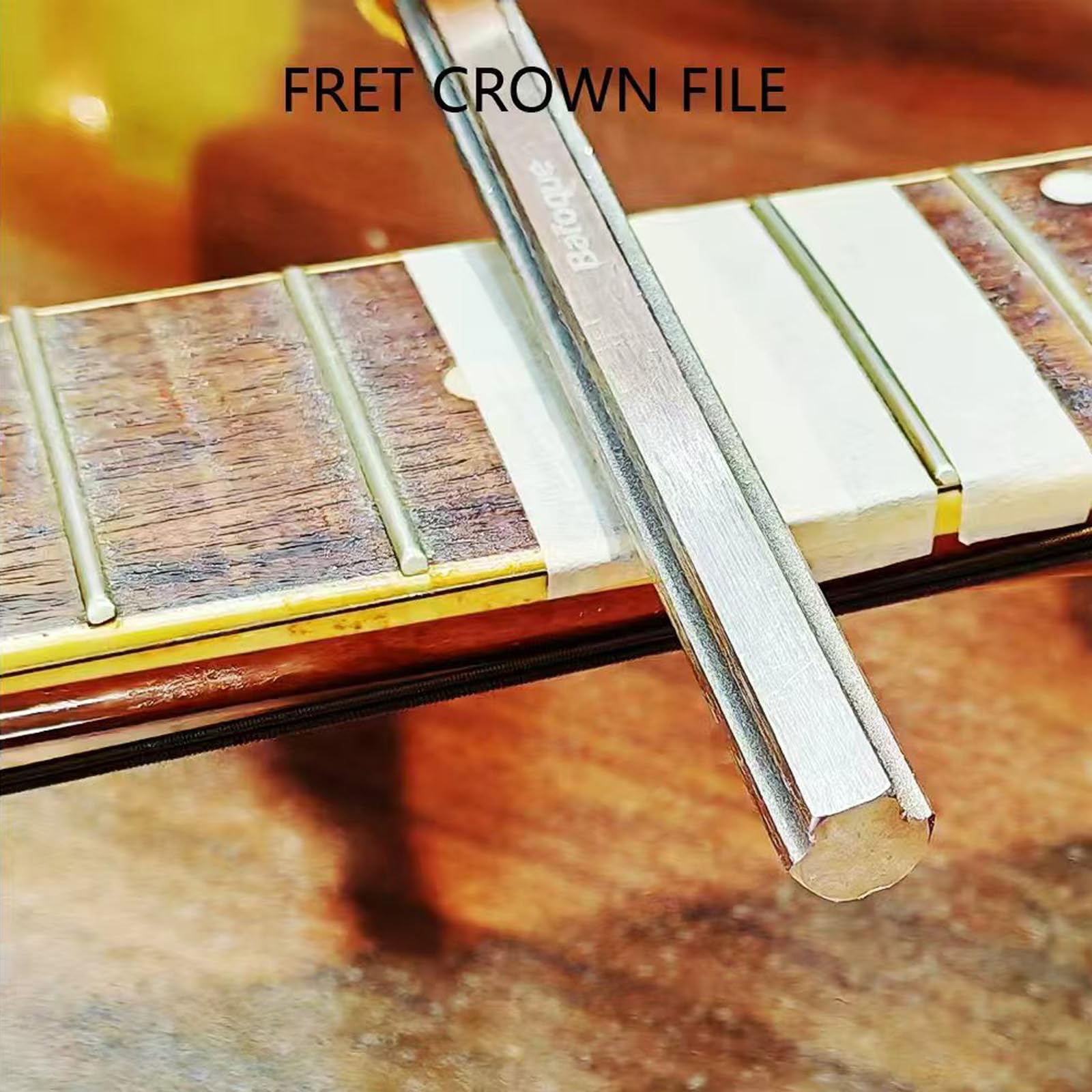 5th Generation Baroque Guitar Fret Crowing File with 3 Crowning Grooves, Guitar Fret Crown Dressing File & Luthier Tool for Repair Guitars, Ukuleles, Bass, Banjo