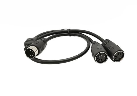 SinLoon DIN 5-Pin Splitter Y Adapter MIDI Cable, MIDI 5 Pin Male to Dual 2 x DIN-5 Female Extension Audio Cable (D5P M-2F,0.5meter)