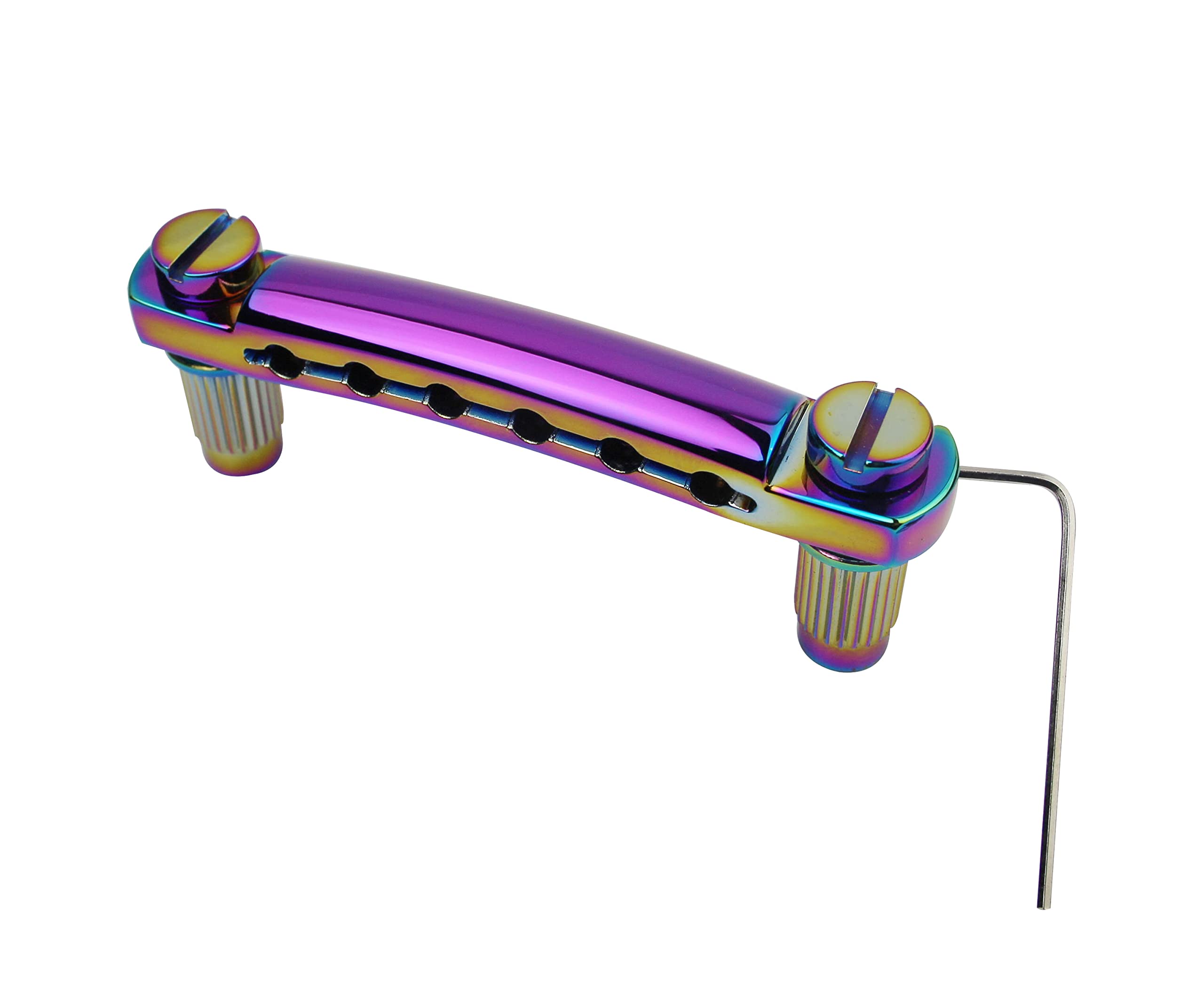 Guyker Guitar Tune-O-Matic Tailpiece Stop Bar with Studs – Bridges Parts Replacement for LP SG Style 6 String Electric Guitar (GS001, Rainbow Chameleon)