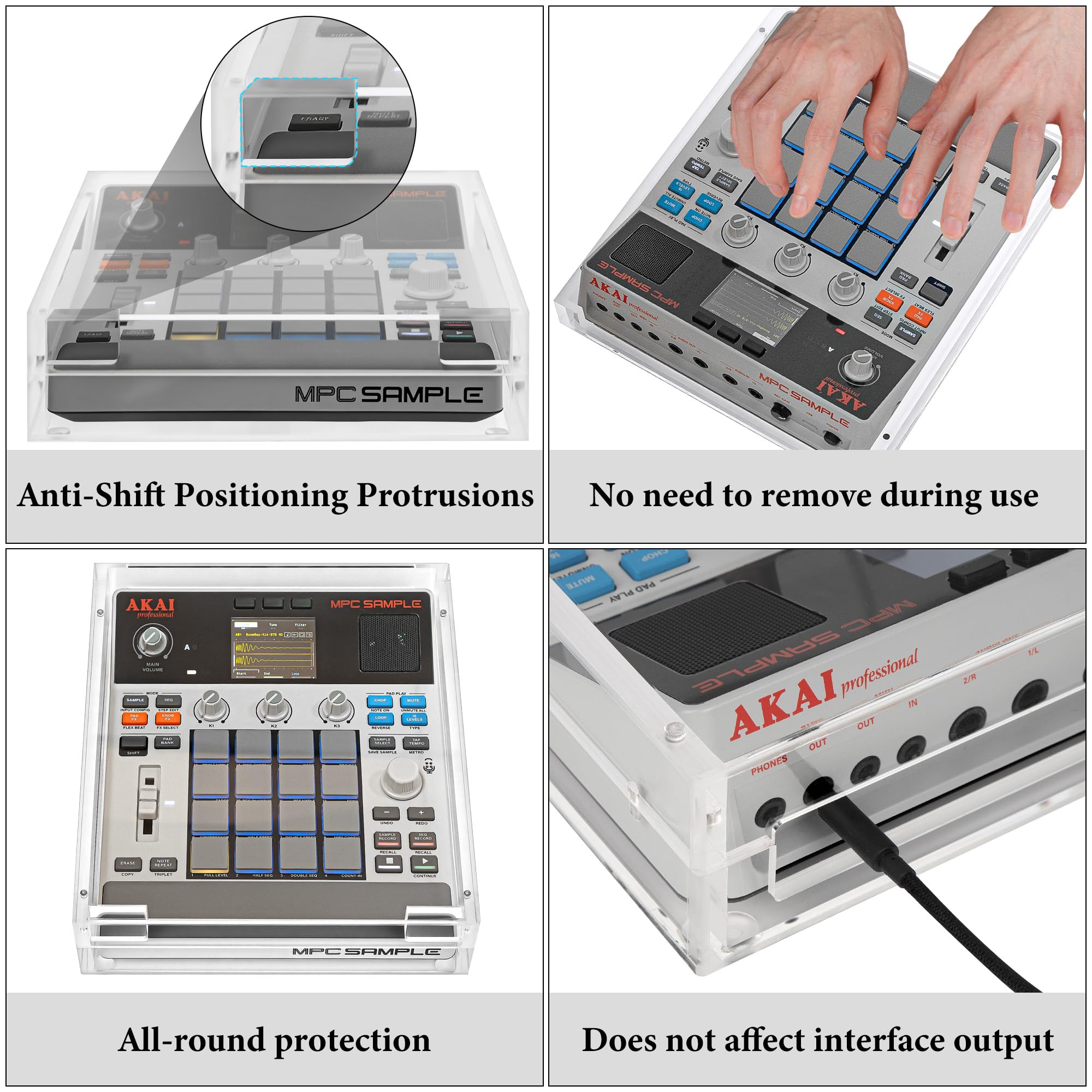 Geekria Audio Sampler Acrylic Protective Case/Dust cover, Compatible with Akai Professional MPC Sample Portable Groovebox, Magnetic Opening and Closing Design