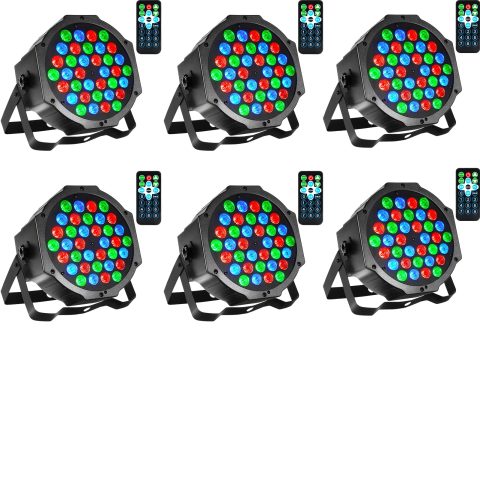 Litake 36 LED Stage Lights,DJ Par Lights Sound Activated,DMX & Remote Controlled LED Uplights for Events Wedding Dance Floor Party DJ Live Show-6 Packs