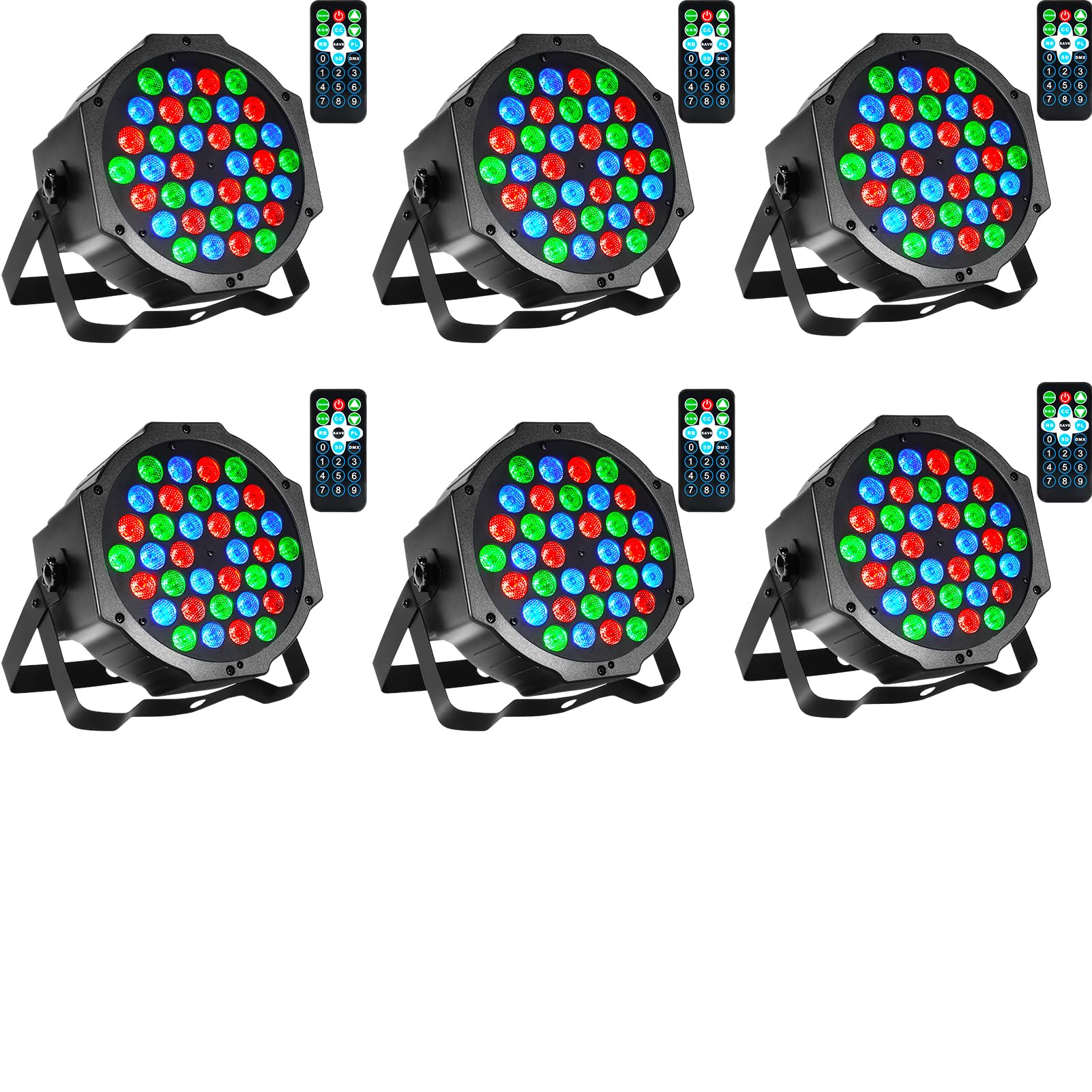 Litake 36 LED Stage Lights,DJ Par Lights Sound Activated,DMX & Remote Controlled LED Uplights for Events Wedding Dance Floor Party DJ Live Show-6 Packs