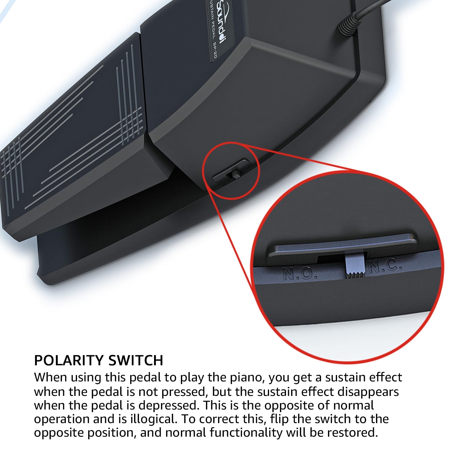 Universal Sustain Pedal for Digital Pianos – Extra-Wide Ergonomic Design with Anti-Slip Silicone Pads, Tilted Comfort Surface & Polarity Switch (Applicable to All brands on the market)