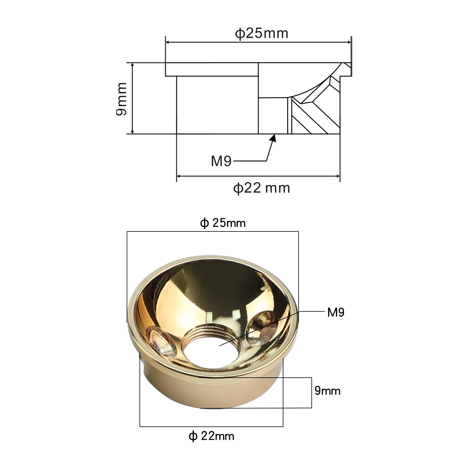 OVSAL Electric Guitar Jack Plate Zinc Alloy Metric Thread Input Jackplate Electrosocket Output Jack Plate Compatible with Fender Telecaster Tele Style Electric Guitar Replacement Parts Gold