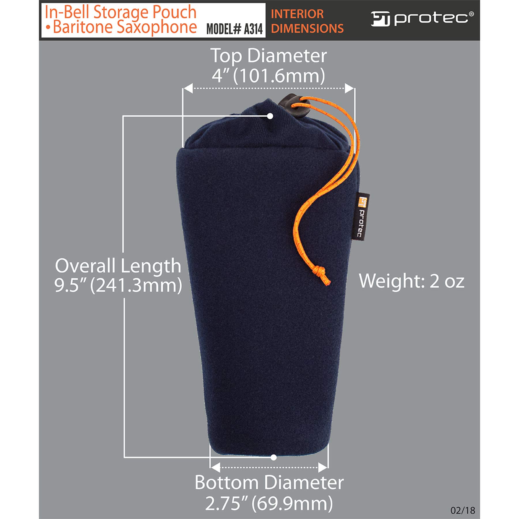 ProTec A314 Protec Baritone Sax In-Bell Storage Pouch for Neck, Mouthpiece and Other Accessories