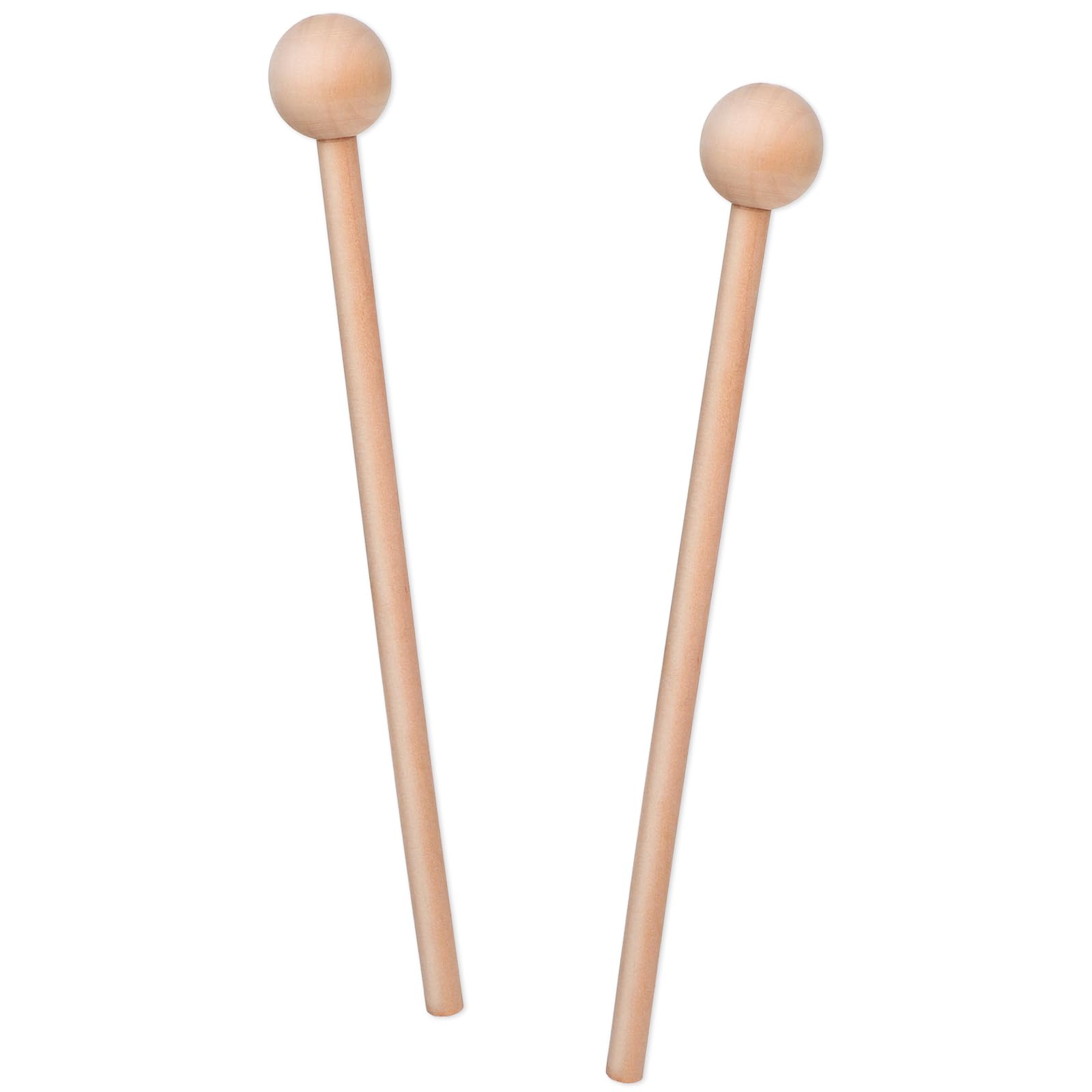 2 Pcs Wood Percussion Sticks 8” Wood Rhythm Sticks Mallets Percussion Stick Xylophone Mallets Glockenspiel Mallet with Wooden Handle Rhythm Stick for Chime Glockenspiel Bells