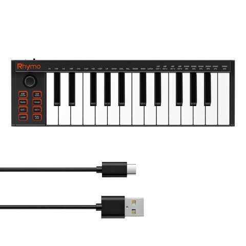 25 Key MIDI Keyboard Controller Portable USB MIDI Controller with Arpeggiator, Velocity Sensitive Keys, Beat Maker for Beginners – Compatible with GarageBand, FL Studio, Ableton Live