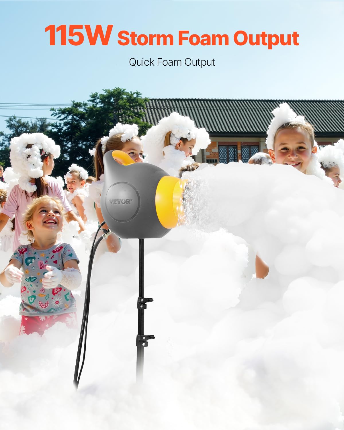 Vevor Foam Machine, 115 W Party Foam Cannon, Portable Foam Maker with Tripod Stand, Backyard, Pool, Outdoor Events, Birthdays, Celebrations, Grey and Yellow
