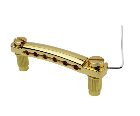 Guyker Guitar Tune-O-Matic Tailpiece Stop Bar with Studs – Bridges Parts Replacement for LP SG Style 6 String Electric Guitar (GS001, gold)