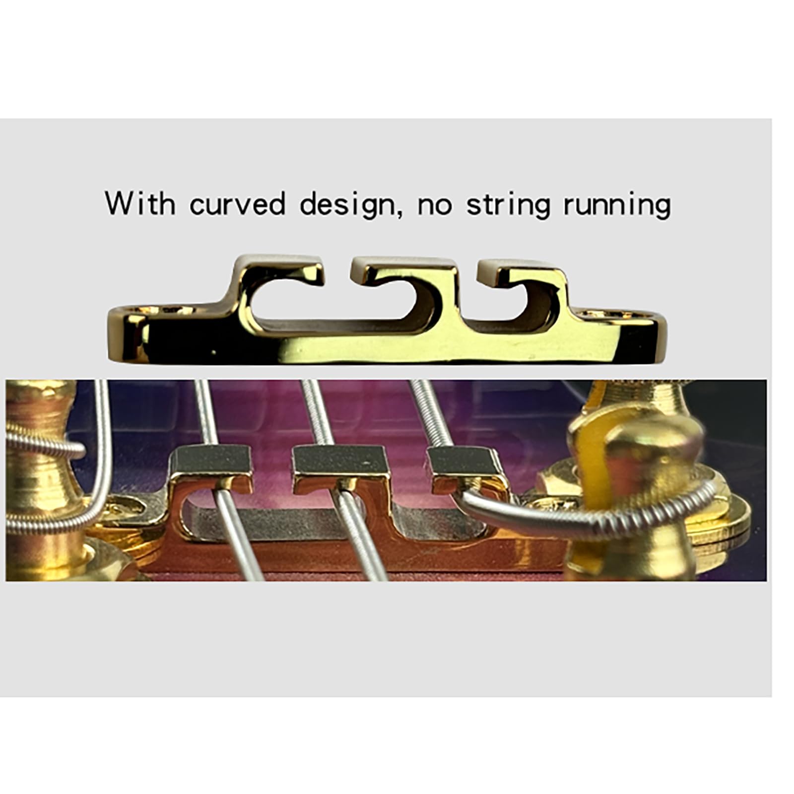 OVSAL Gold String Retainer Bass Head 3 String Retainer Bass Guitar String Tree Bass String Guide with Mounting Screws