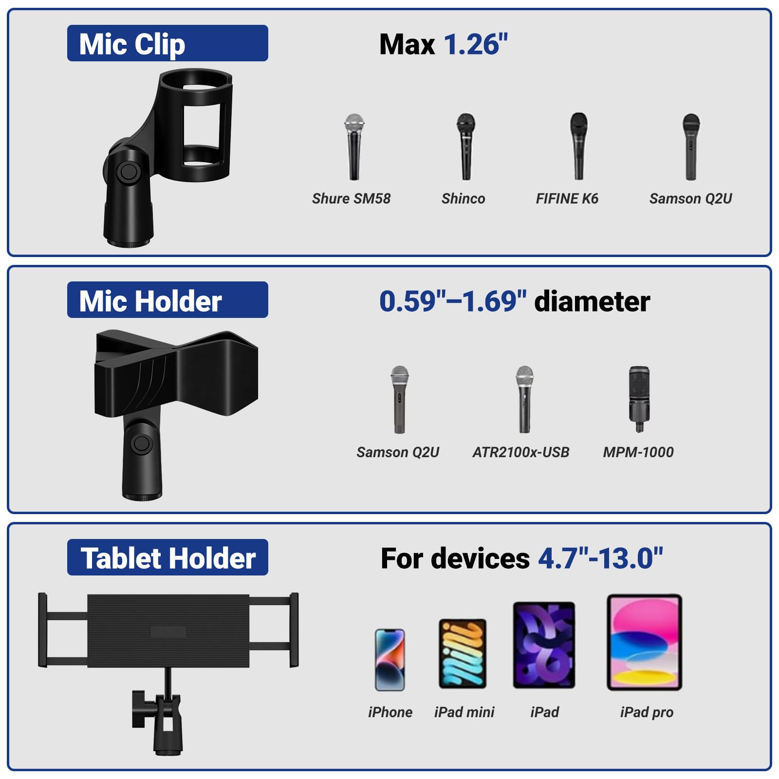 BILIONE Boom Mic Stand Floor for Singing, Podcast, Studio, Live Streaming