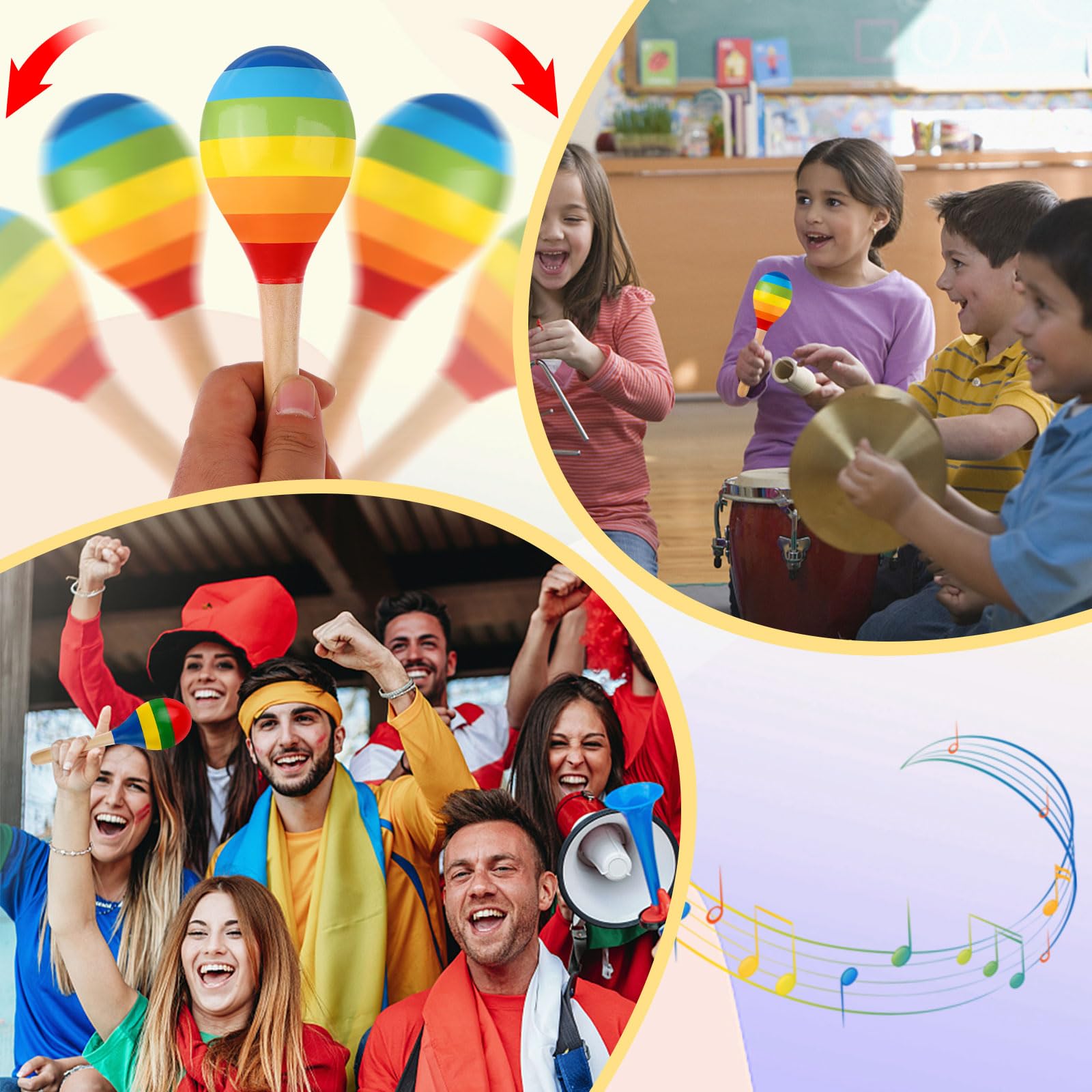 24 Pcs Maracas Hand Percussion Rattles 7.87 Inch Wooden Rumba Shaker Maracas for Adults Kids Maracas Musical Instrument Mexican Fiesta Wood Maracas(Mexican Color & Rainbow)