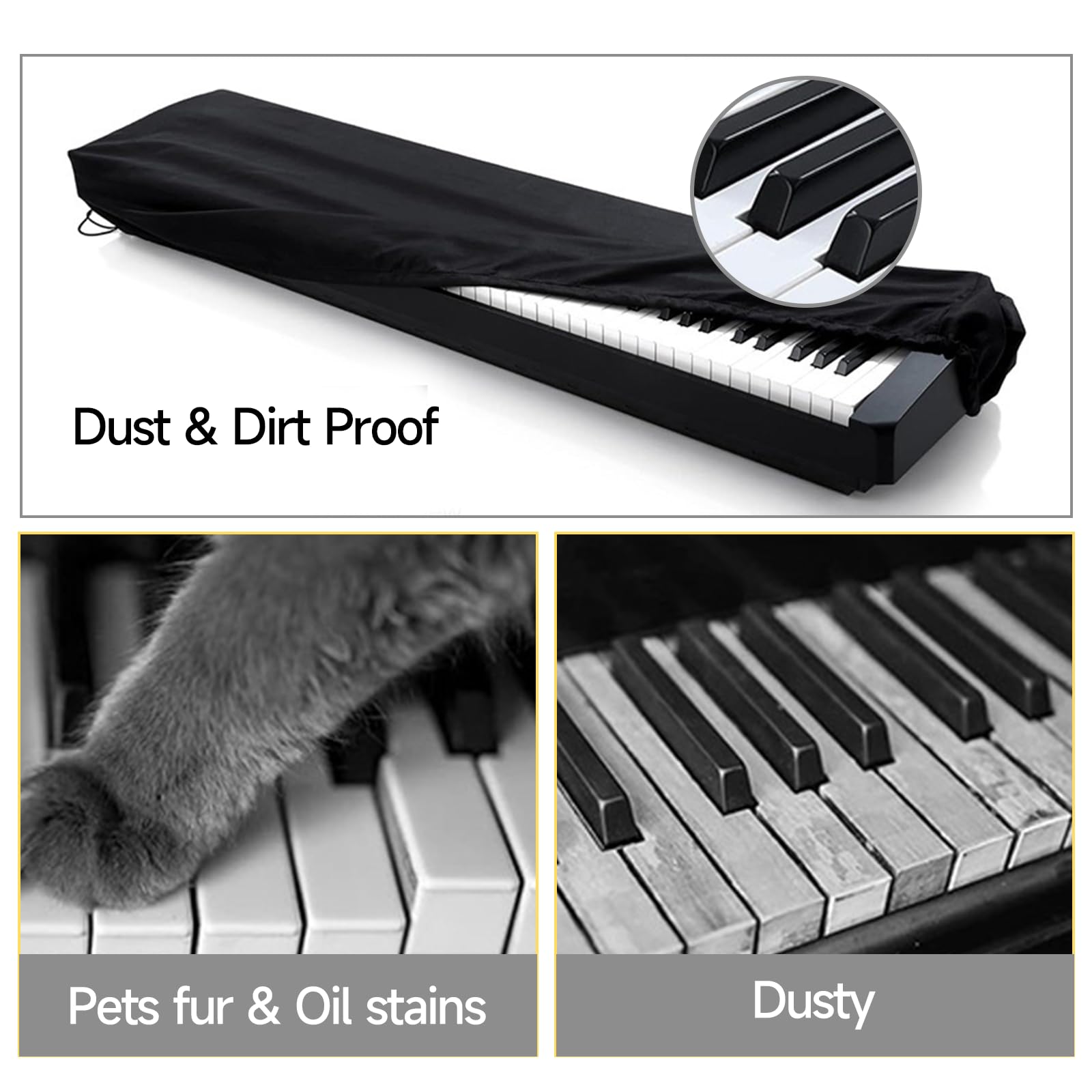 CashBeat 88 Key Piano Keyboard Dust Cover Waterproof Stretchy