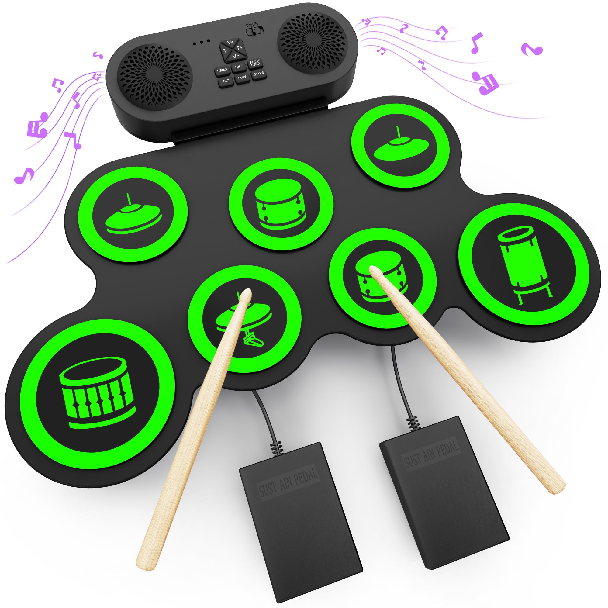 VerkTop Electric Drum Set, Built-in Dual Speaker Drum Pad and Sticks Kit