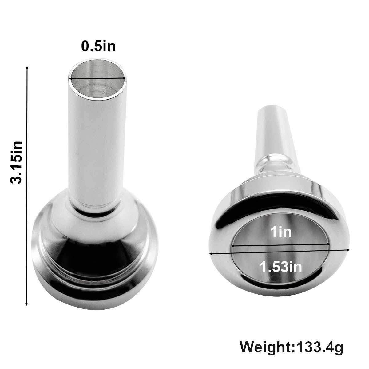 Missmore Silver Plated Trombone Mouthpiece 4AL Large Shank