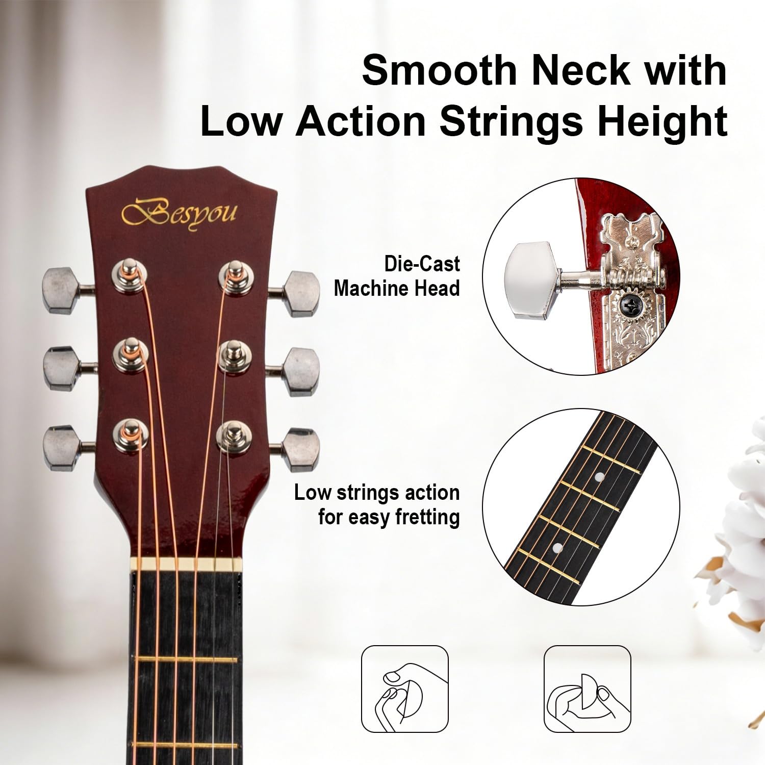 38 inch Acoustic Guitar Beginner Kits, 3/4 Cutaway Wood Acustica Guitarra for Beginners Adults with Online Lesson,Gig Bag,Picks,Steel Strings Strap with Picks Holder