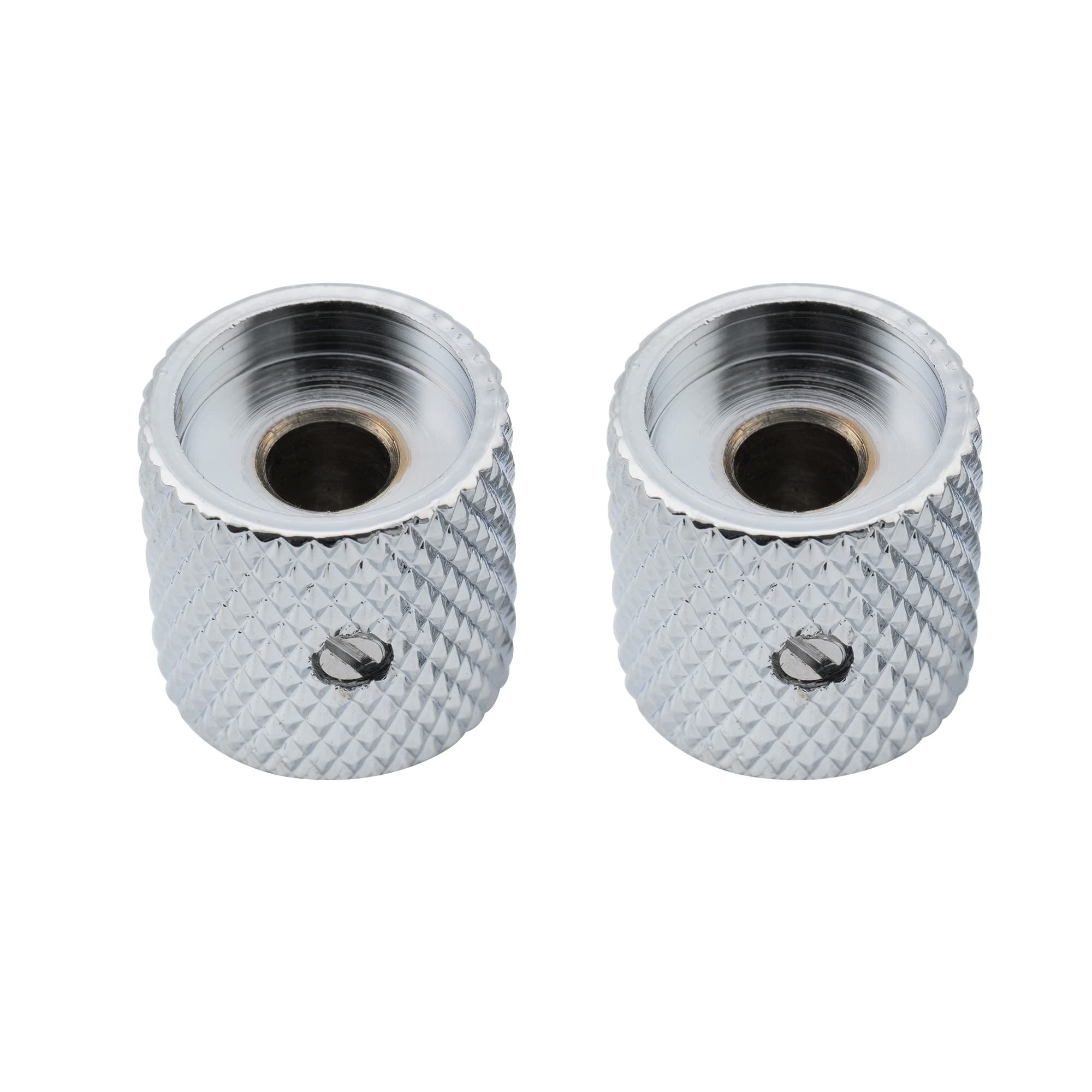 Musiclily Pro 1/4 Inch Fitting Flat Top Knobs with Set Screw, Chrome 2 Pcs