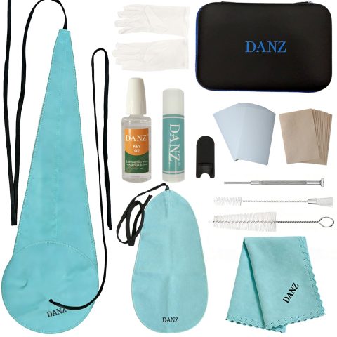 Saxophone Cleaning Kit,Alto Saxophone Cleaning Kit with Key Oil,Cork Grease,Cleaning Cloth,Swab,Strap,Absorbing Paper,Powder Paper,Complete Set Cleaning Brush,Thumb Rest,Portable Storage Box