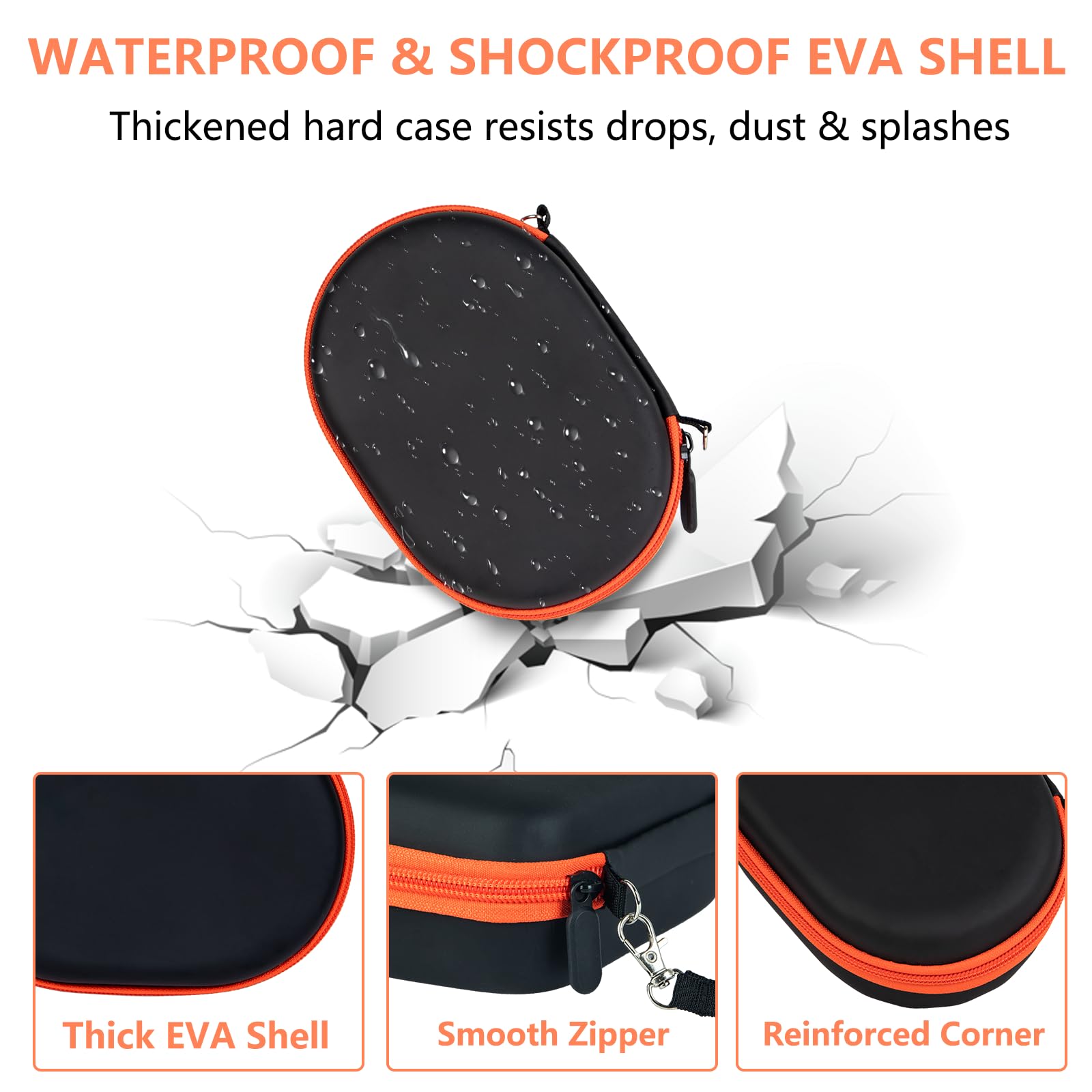 Hoarecal Portable EVA Hard Case for JBL Clip 5 & Clip 4, Waterproof and Dustproof Mini Bluetooth Speaker Carrying Case with Strap for Home, Outdoor and Travel (Black) – Box Only