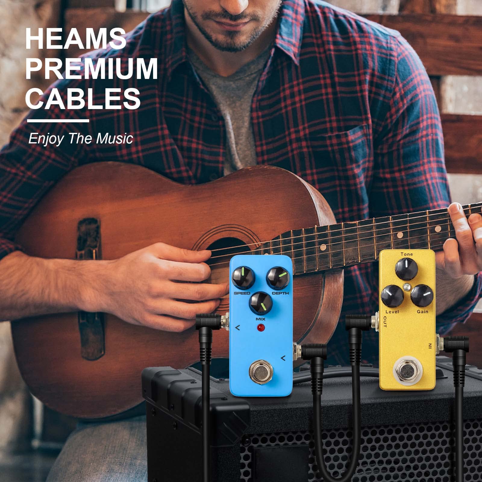 Heams Premium 6 Pack 6 Inch Guitar Patch Cable, Noise Free, Long-Lasting