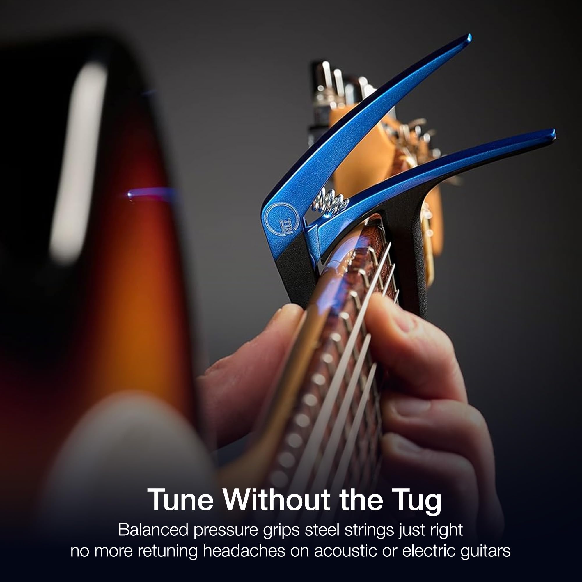 G7th Nashville 6 String Blue Guitar Capo – Lightweight and Low Profile with Protective Silicone Pads – The Perfect Capo for Acoustic and Electric Guitar – UK Designed