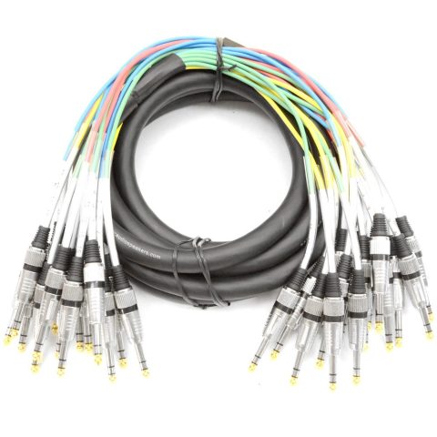 16 Channel 1/4″ TRS Snake Cable – 15 Feet Long – Serviceable Ends – Pro Audio Effects Snake for Live Live, Recording, Studios, and Gigs – Patch, Amp, Mixer, Audio Interface 15′