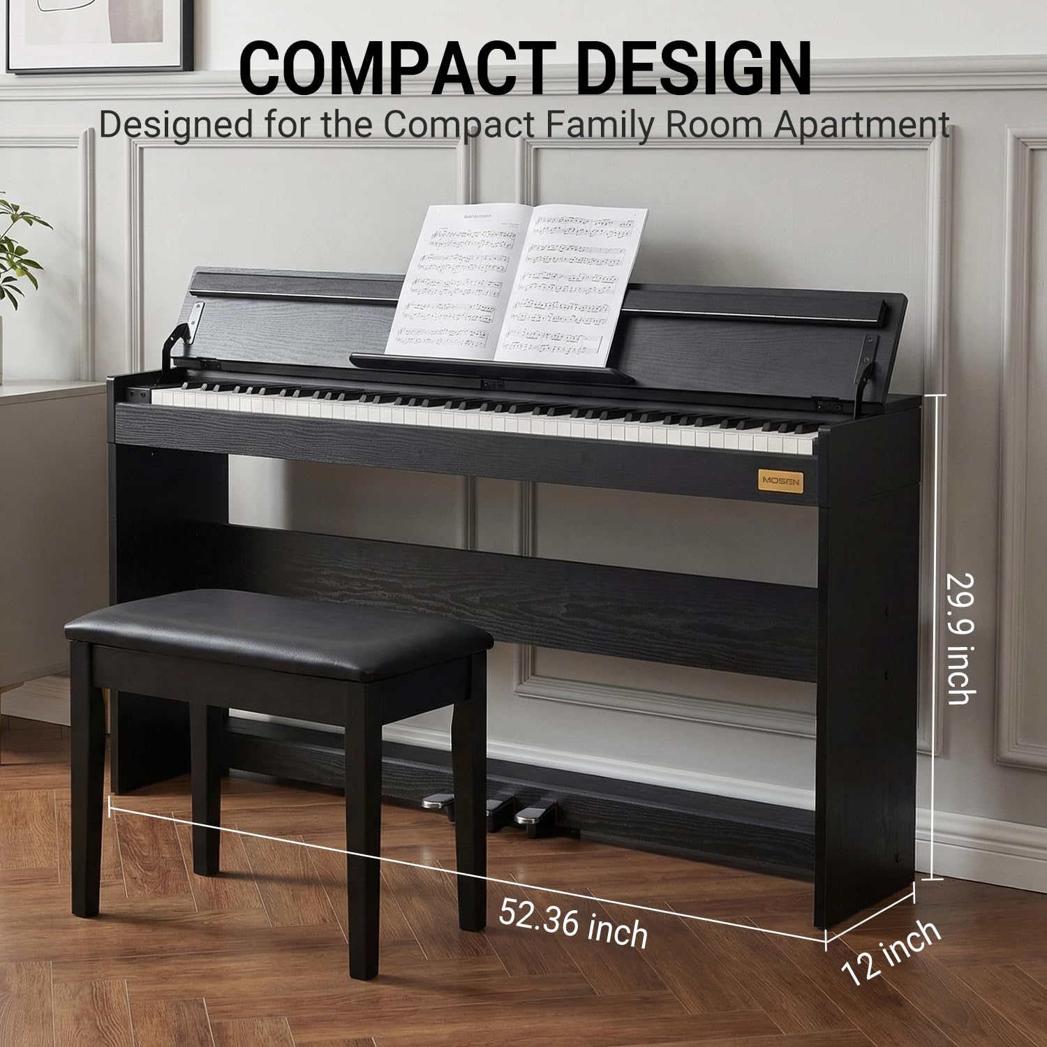 MOSEN 88 Key Fully Weighted Digital Piano Graded Hammer Action Keyboard