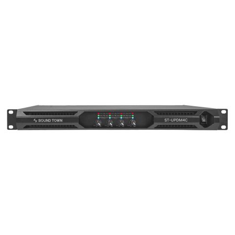 Sound Town Ultra-Lightweight 1U 4-Channel PA/DJ Power Amplifier, 4 x 1400W at 4-ohm, Supports 2, 4 & 8-ohm (ST-UPDM4C)